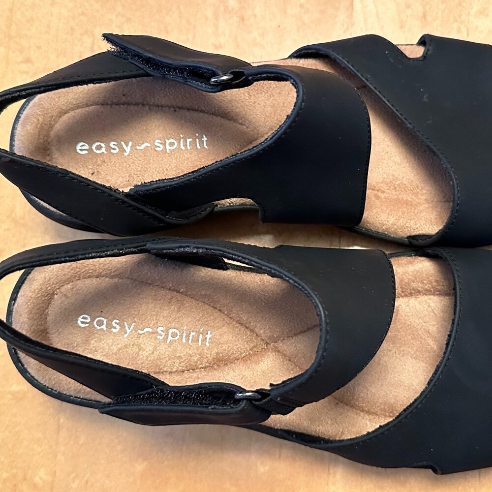NEW Easy Spirit Women's size 6W Sekasha Slingback Black Wedge Sandals - Picture 7 of 10